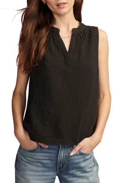 Lucky Brand Popover Gauze Sleeveless Top In Meteorite