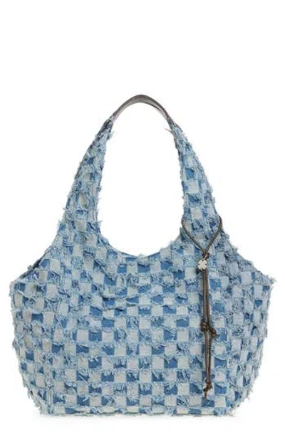 Lucky Brand Pria Canvas Tote Bag In Denim Check
