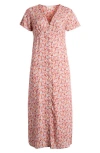 Lucky Brand Print Button Front Midi Dress In Autumn Glaze Multi