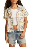 Lucky Brand Print Linen Blend Short Sleeve Button-up Camp Shirt In Multi