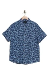 Lucky Brand Print Short Sleeve Button-up Linen Blend Shirt In Floral Print