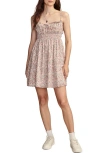 LUCKY BRAND LUCKY BRAND PRINT SMOCKED SLEEVELESS MINIDRESS