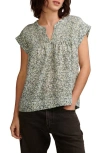 LUCKY BRAND PRINT SMOCKED TOP