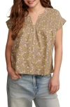 LUCKY BRAND PRINT SMOCKED TOP