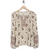 Lucky Brand Print Split Neck Top In Neutral