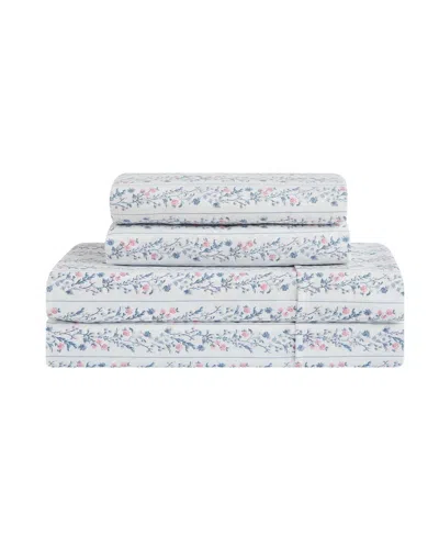 Lucky Brand Printed Microfiber 4-piece Sheet Set, Twin In Blue
