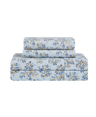 Lucky Brand Printed Microfiber 4-piece Sheet Set, Twin In Blue