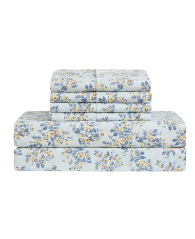Lucky Brand Printed Microfiber 6-piece Sheet Set, King In Blue