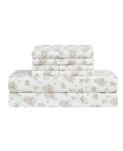Lucky Brand Printed Microfiber 6-piece Sheet Set, Queen In Neutral