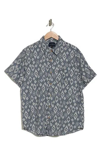 Lucky Brand Printed Short Sleeve Linen Blend Button-up Shirt In Geometric