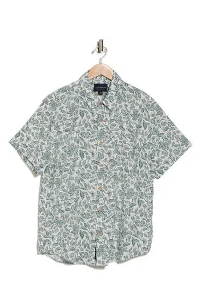 Lucky Brand Printed Short Sleeve Linen Blend Button-up Shirt In Light Floral