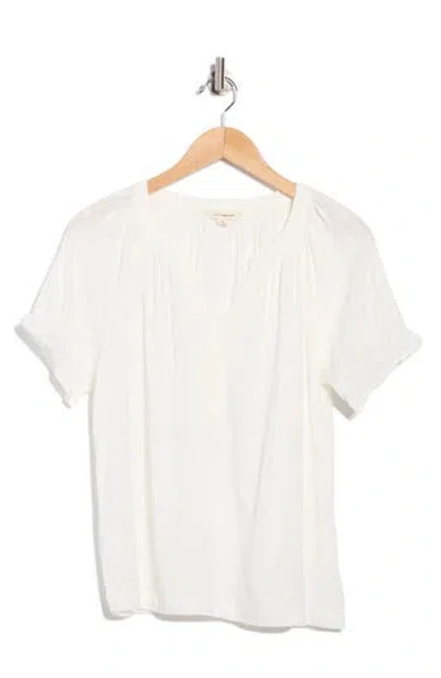 Lucky Brand Puff Short Sleeve Cotton Top In White
