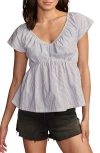 LUCKY BRAND LUCKY BRAND PUFF SLEEVE CUTOUT BABYDOLL TOP