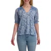 Lucky Brand Puff Sleeve Top In Blue