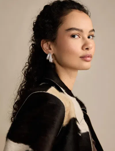 Lucky Brand Puffy Double Half Hoop Earrings In Silver