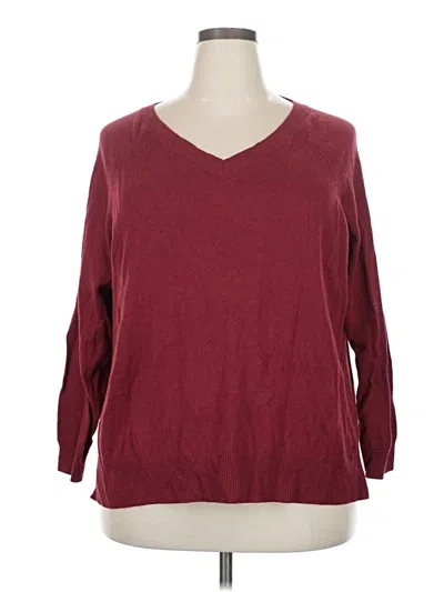Pre-owned Lucky Brand Pullover Sweater In Burgundy