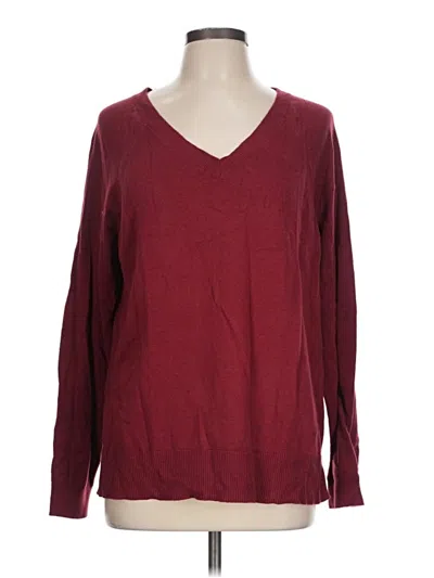 Pre-owned Lucky Brand Pullover Sweater In Burgundy