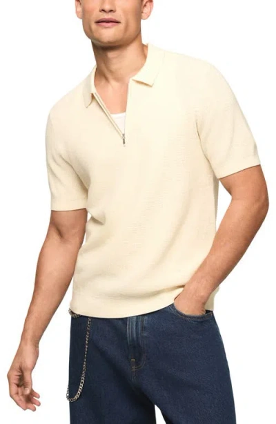 Lucky Brand Quarter Zip Polo Sweater In Neutral