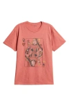 Lucky Brand Queen Of Hearts Graphic T-shirt In Dusty Cedar