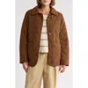 Lucky Brand Quilted Corduroy Barn Jacket In Brown