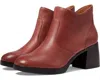 Lucky Brand Quinlee Boots Women's Henna Leather Block Heel Ankle Bootie Jobb1649 In Red