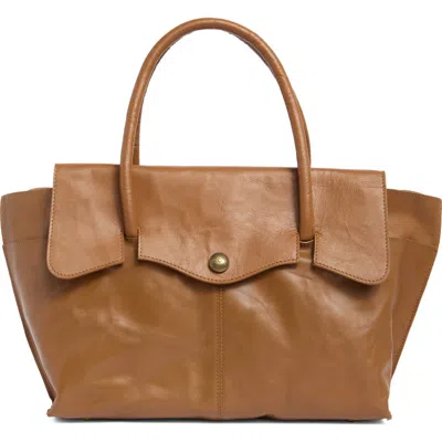 Lucky Brand Rach Leather Tote In Honey Tan Goat Crumble Oil