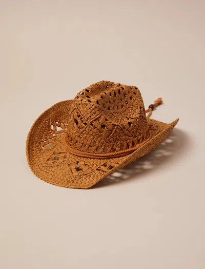 Lucky Brand Raffia Cowboy Strap Hat In Brown