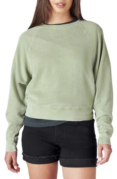 Lucky Brand Raglan Waffle Top In Green