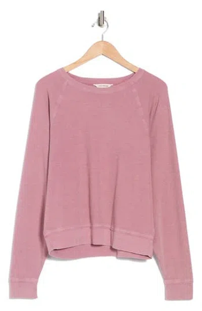 Lucky Brand Raglan Waffle Top In Rose