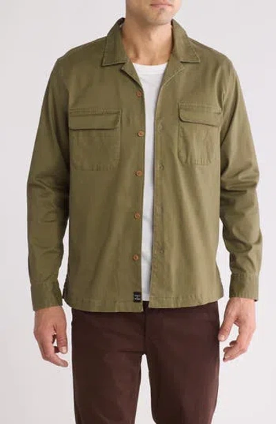 Lucky Brand Rancher Stretch Cotton Sateen Shirt Jacket In Olivine