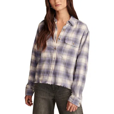 Lucky Brand Raw Edge Plaid Button-up Shirt In Blue