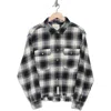 Lucky Brand Women's Raw Edge Plaid Cropped Buttondown Shirt In Black Plaid