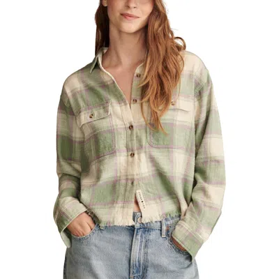 Lucky Brand Raw Edge Plaid Button-up Shirt In Green Plaid