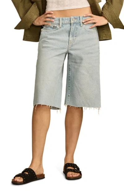 Lucky Brand Raw Hem Low Rise Baggy Denim Shorts In Seas The Day Wash