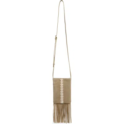 Lucky Brand Rayy Fringe Leather Crossbody Bag In Golden Sandalwood Cow Suede