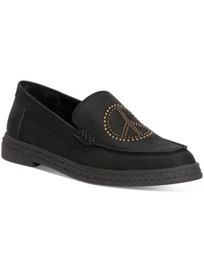 Lucky Brand Redmy Womens Embellished Open Stitch Loafers In Black