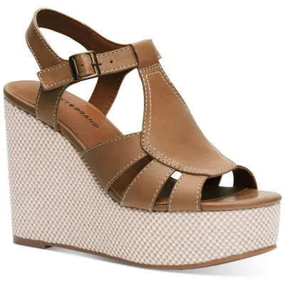Lucky Brand Ressica Womens Leather Open Toe Wedge Sandals In Brown