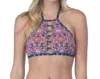 Lucky Brand Reversible Medallion High Neck Bikini Top In Festival In Multi
