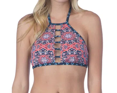 Lucky Brand Reversible Medallion High Neck Bikini Top In Festival In Multi