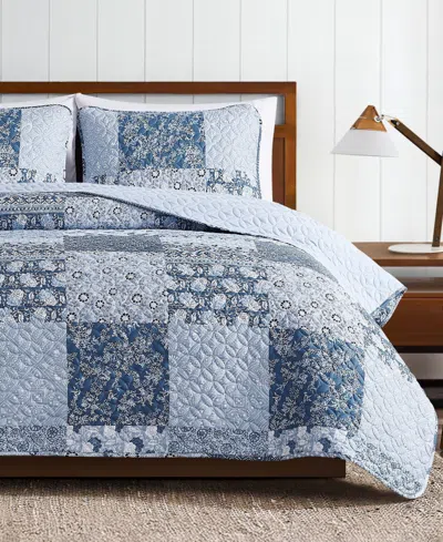 Lucky Brand Reversible Printed 3-piece Quilt Set, Full/queen In Blue