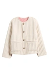 Lucky Brand Reversible Quilted Jacket In Cream And Pink Floral