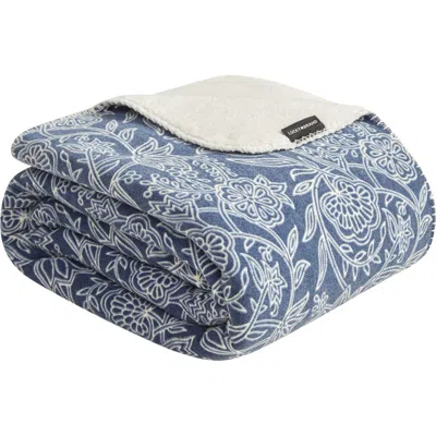 Lucky Brand Reversible Throw Blanket In Blue