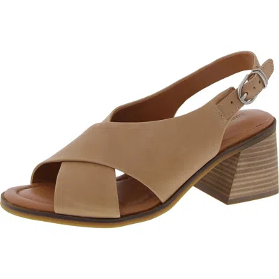 Lucky Brand Rhidlee Womens Criss-cross Leather Block Heel In Beige