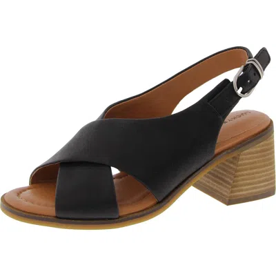 Lucky Brand Rhidlee Womens Criss-cross Leather Block Heel In Black