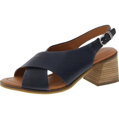 Lucky Brand Rhidlee Womens Criss-cross Leather Block Heel In Blue