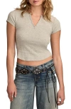 Lucky Brand Rib Cotton Henley In Gray