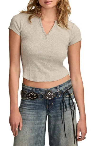 Lucky Brand Rib Cotton Henley In Gray
