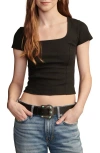 Lucky Brand Rib Crop T-shirt In Jet Black