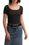 Lucky Brand Rib Scoop Neck T-shirt In Jet Black