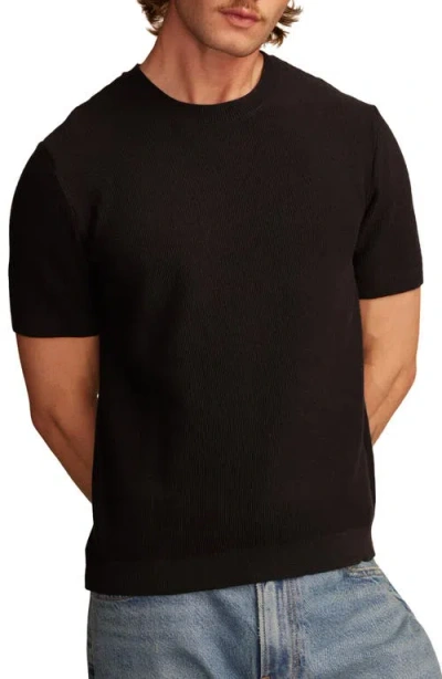 Lucky Brand Rib Short Sleeve Sweater In Black